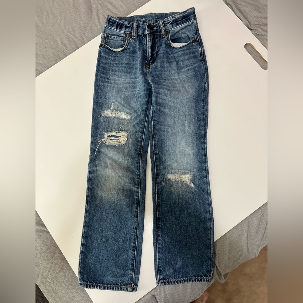 GAP Boy’s Straight Leg Jeans in Distressed Blue